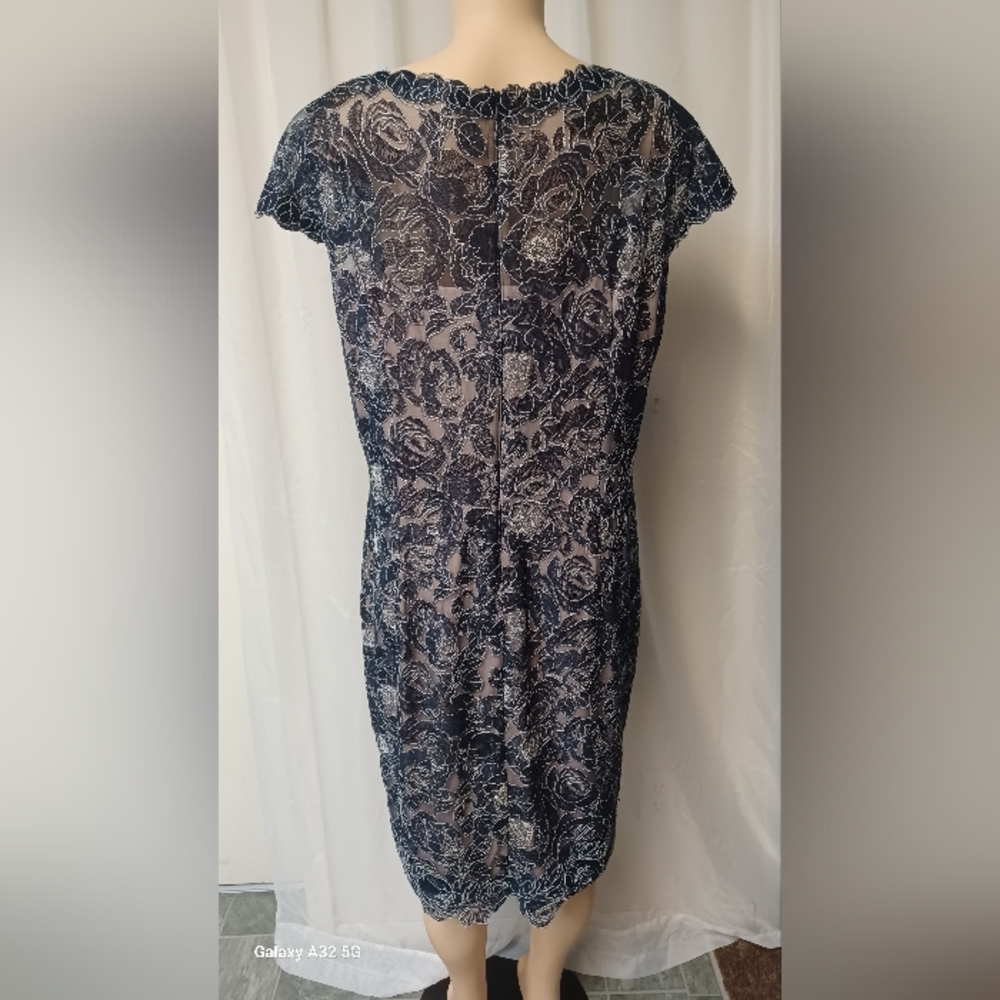 TADASHI SHOJI TOO SiZE 18Q. Elegant Lace Overlay Dress - Picture 4 of 16